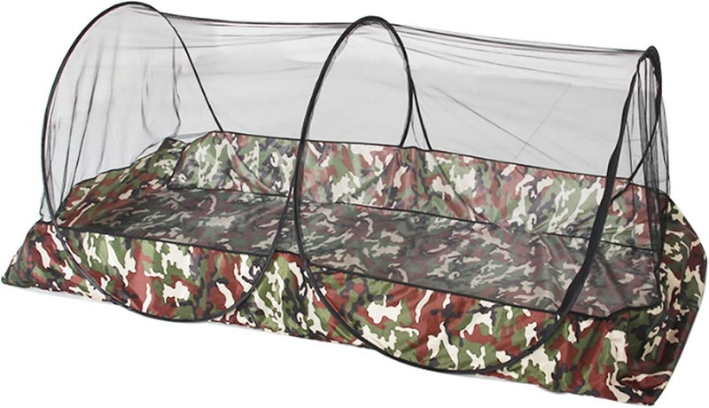 CMINGJ Portable Mosquito Net Foldable Pop-Up Travel Mosquito Net for Bed Free Installation-Suitable for Baby Adults Bedroom, Camping, nap, Patio (Extra-Large-Bottom Zipper(Black&Camouflage)) - Image 1